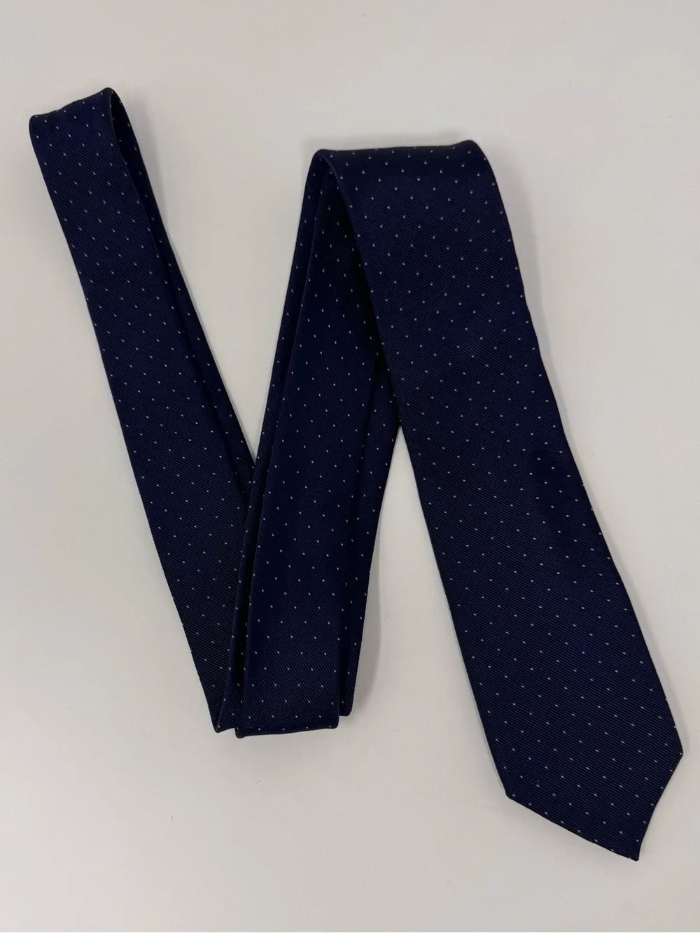 J.‎ Crew Skinny Silk Tie Navy Polka Dot preppy casual classic work office formal